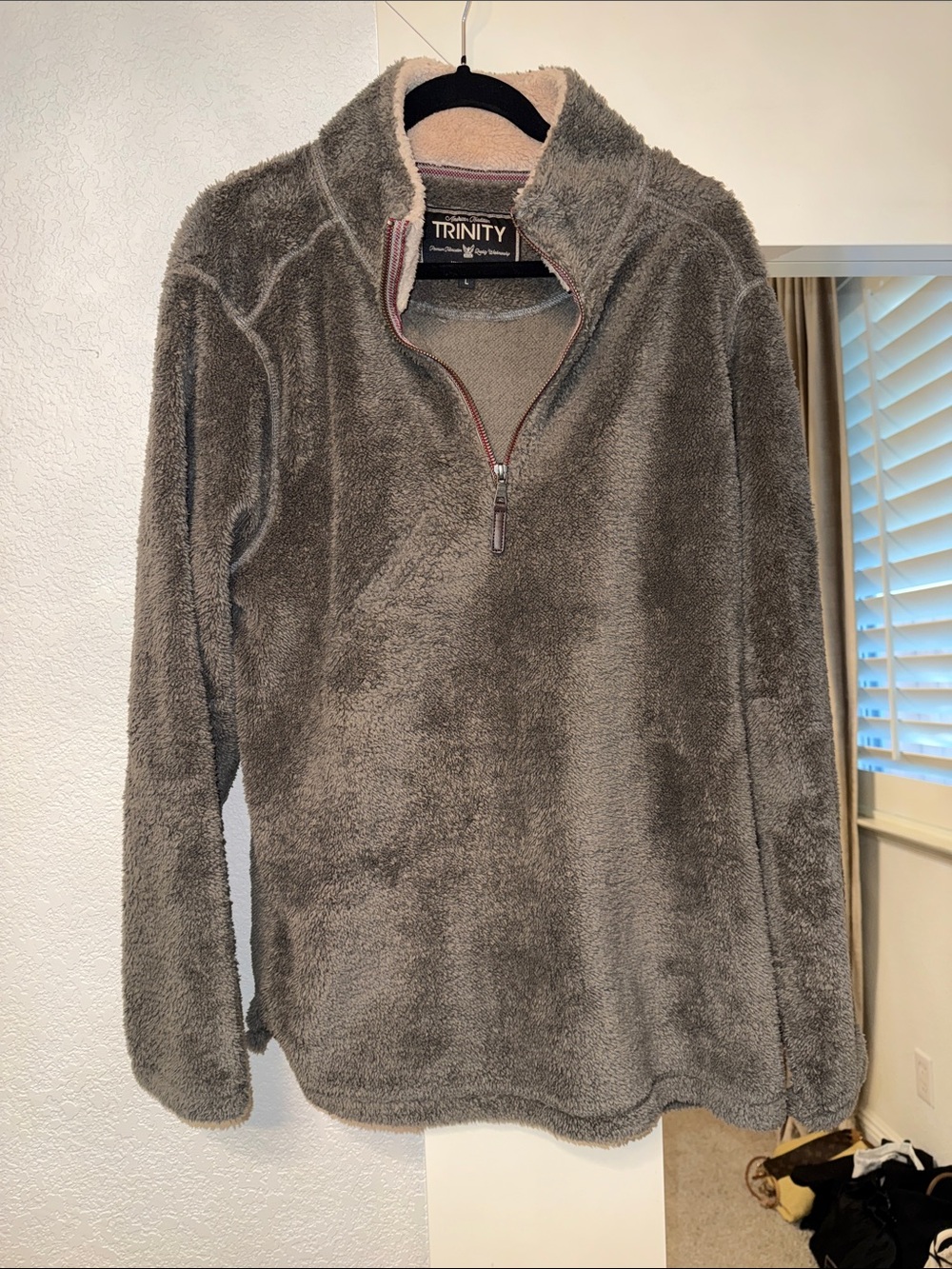 American Tradition Trinity Men’s Zip-Up Plush Fleece Sweater - Gray
